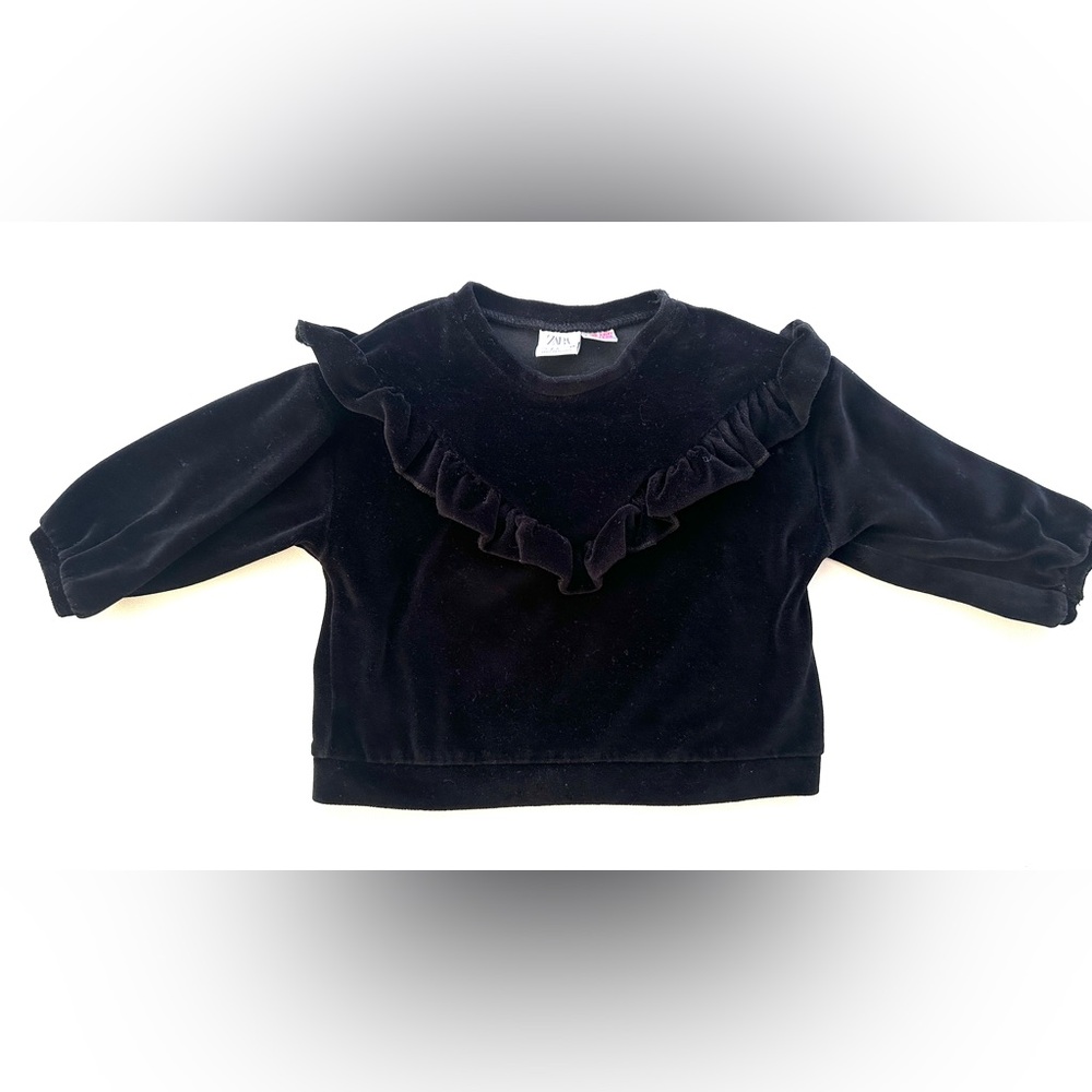 Zara girl’s | Black Sweater with V-Ruffle Detail. | Size 2-3T.